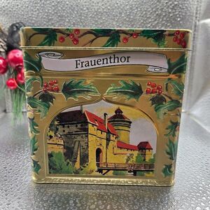 "5/$25" Vtg German Lambertz Cookie Tin Music Box "Jingle Bells"